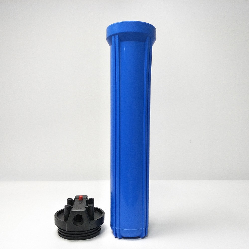 Big flow rate commercail ro water purifier system parts food grade plasitc 20' inch blue slim plastic port water filter housing