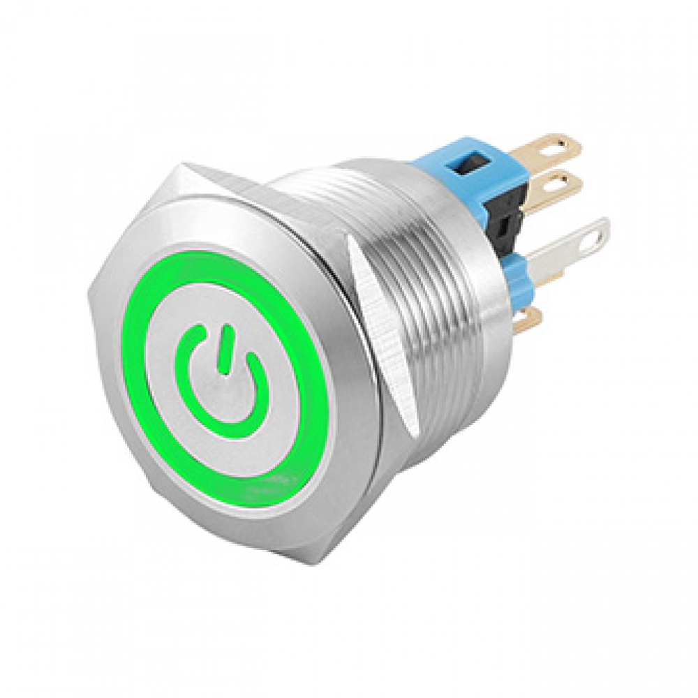 Anillo de acero inoxidable con símbolo de luz led de metal resistente al agua Presione el botón de encendido y apagado