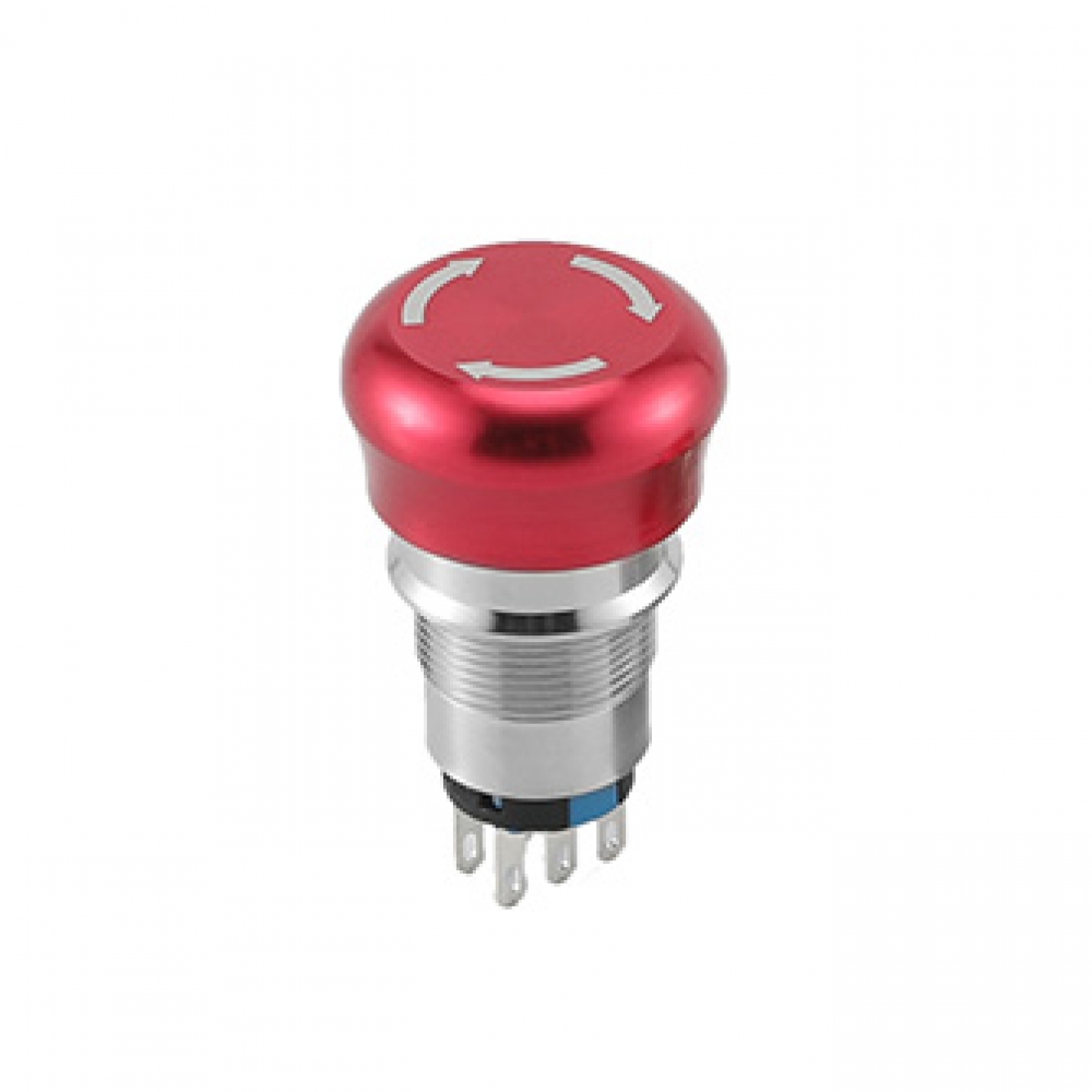 19mm Mushroom Head Waterproof Metal 3 pins Single Pole Single Throw/6 pins SPDT Emergency Stop Button Switch