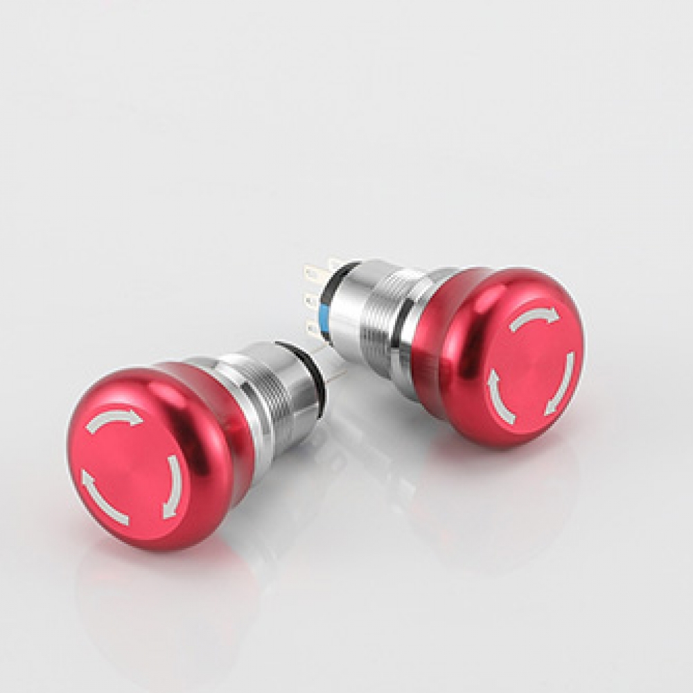 19mm Mushroom Head Waterproof Metal 3 pins Single Pole Single Throw/6 pins SPDT Emergency Stop Button Switch