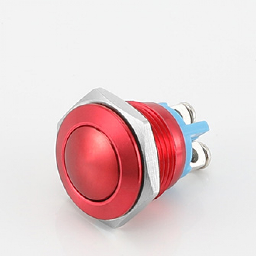 16mm cabinet door High Flat Domed switch on off metal black red blue reset momentary push button switch