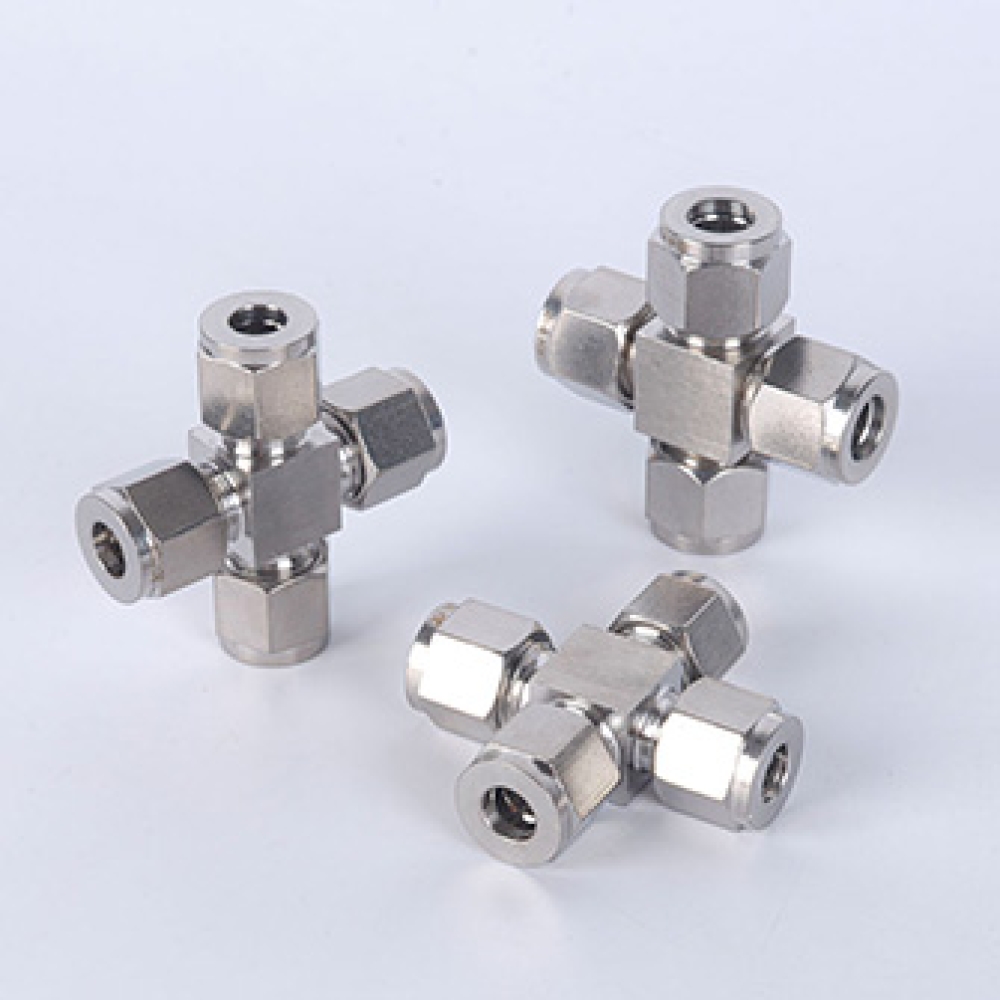 304/316 Stainless Steel Four-Way Intermediate Joint Threaded Connector Straight Joint Quick Fitting