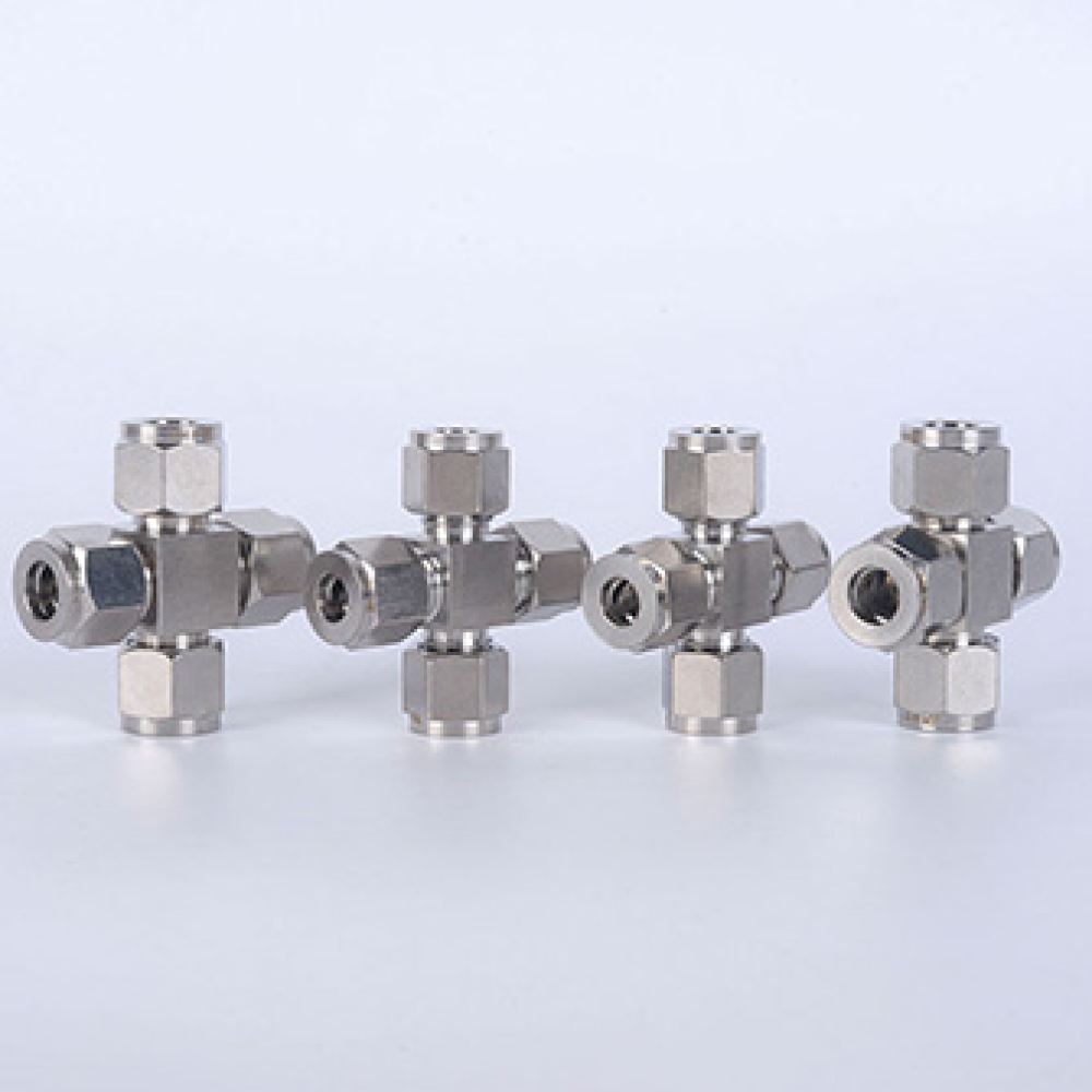 304/316 Stainless Steel Four-Way Intermediate Joint Threaded Connector Straight Joint Quick Fitting