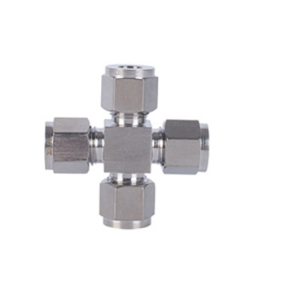 304/316 Stainless Steel Four-Way Intermediate Joint Threaded Connector Straight Joint Quick Fitting